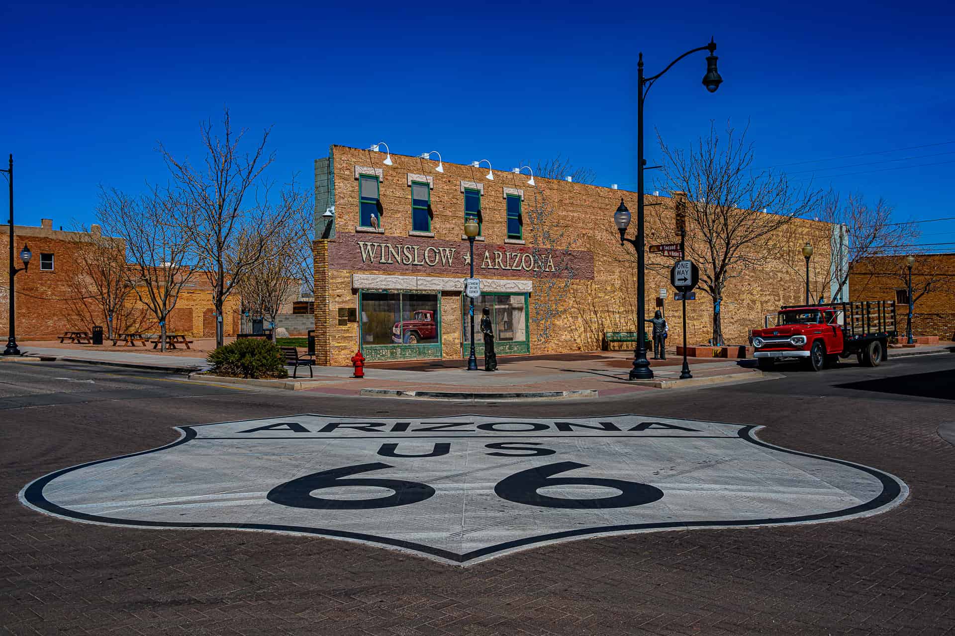 Well, I’m standin' on a corner in Winslow, Arizona
